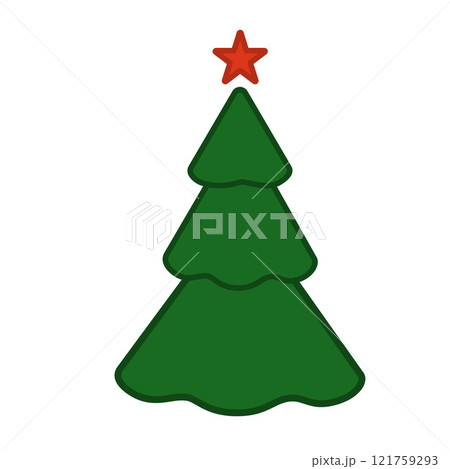 Set of Christmas trees of different shapes with garlands, balls and toys. Vector Christmas trees in flat style on white background.  121759293