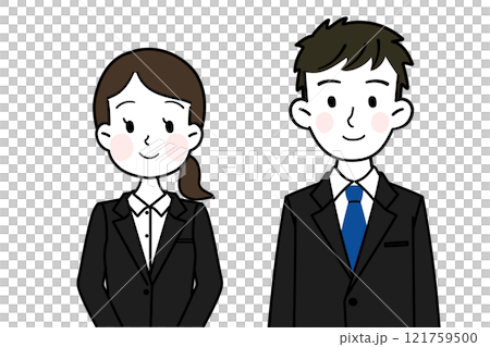 Stock Illustration: Men and women in suits Simple and cute illustration material Stock Illustration: Men and women in suits Simple and cute illustration material 121759500