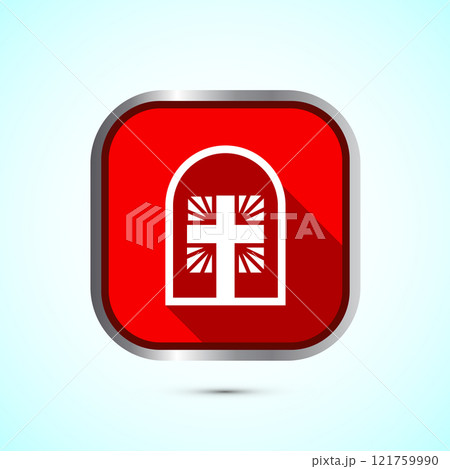 Christian cross icon design illustration, Religion sign. Holy cross logo symbol, Button design 121759990