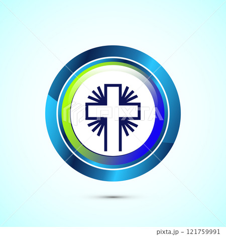 Christian cross icon design illustration, Religion sign. Holy cross logo symbol, Button design Christian cross icon design illustration, Religion sign. Holy cross logo symbol, Button design 121759991