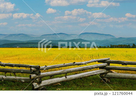 high mountains with snowy peaks, 121760044
