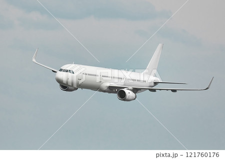 Passenger Aircraft Mid-air, Plain White Airplane 121760176