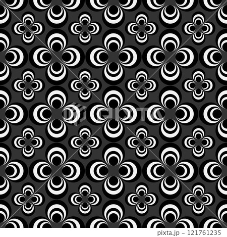 Abstract geometric seamless pattern, black and white style pattern with circle. Abstract geometric seamless pattern, black and white style pattern with circle. 121761235
