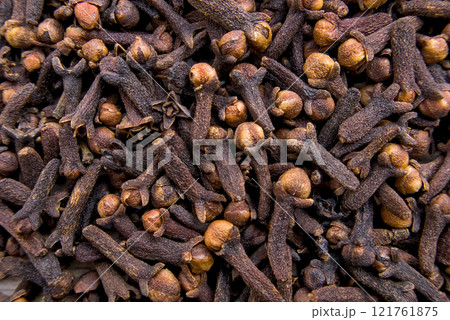 Full Frame View of Aromatic Cloves in Rich Brown Tones 121761875
