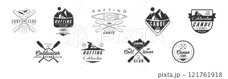 Canoe and Rafting Club Logo for Water Extreme Competition Vector Set 121761918