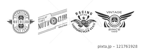Motor Racing Club Monochrome Logo and Label Vector Set Motor Racing Club Monochrome Logo and Label Vector Set 121761928