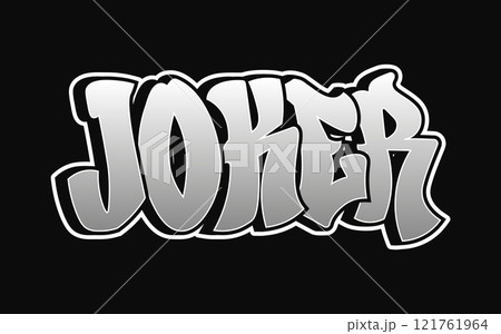Joker word trippy psychedelic graffiti style letters.Vector hand drawn doodle cartoon logo Joker illustration. Funny cool trippy letters, fashion, graffiti style print for t-shirt, poster concept Joker word trippy psychedelic graffiti style letters.Vector hand drawn doodle cartoon logo Joker illustration. Funny cool trippy letters, fashion, graffiti style print for t-shirt, poster concept 121761964