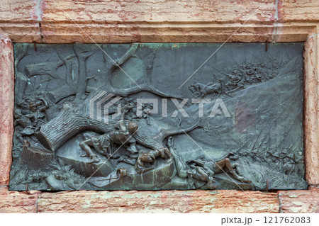 Bas relief on statue of Stephen the Great. Iasi, Romania. Bas relief on statue of Stephen the Great. Iasi, Romania. 121762083