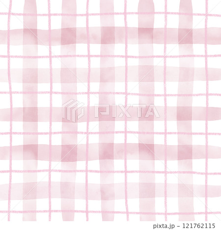 Pink Plaid Gingham Hand Drawn Background Pattern Overlay 121762115