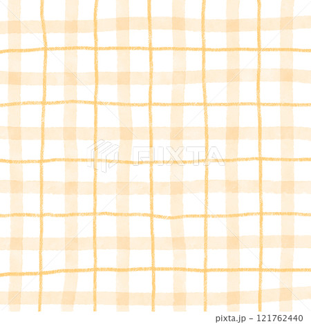 Orange Plaid Gingham Hand Drawn Background Pattern Overlay 121762440
