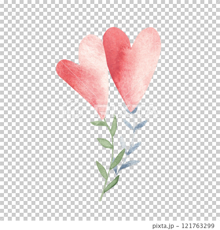 Valentine's day or Wedding Composition. Blooming Hearts couple. Symbol of love and romance. Watercolor painting. Hand drawn illustration isolated on a white background. For cards, invitations and Valentine's day or Wedding Composition. Blooming Hearts couple. Symbol of love and romance. Watercolor painting. Hand drawn illustration isolated on a white background. For cards, invitations and 121763299