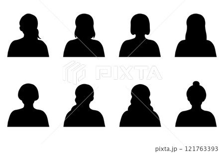 女性のシルエット アイコンイラストセット 女性のシルエット アイコンイラストセット 121763393