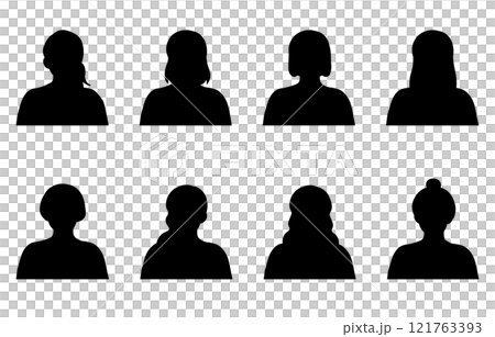 女性のシルエット アイコンイラストセット 女性のシルエット アイコンイラストセット 121763393