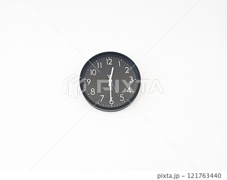 Black wall clock isolated on white background. Time is money concept Black wall clock isolated on white background. Time is money concept 121763440