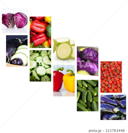 collage of colorful vegetables reflecting the richness and bounty of nature 121763446