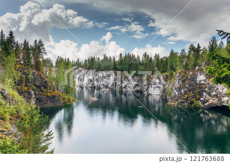 Landscape of the mountain park Ruskeala in the Republic of Karelia 121763688