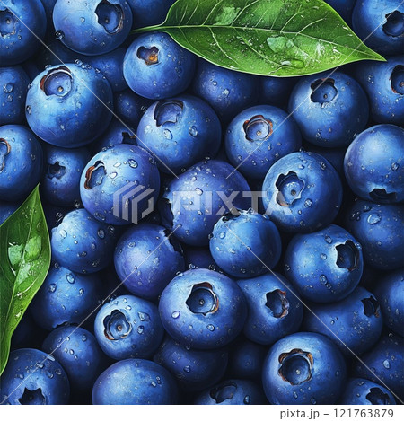 blueberries on blue background 121763879