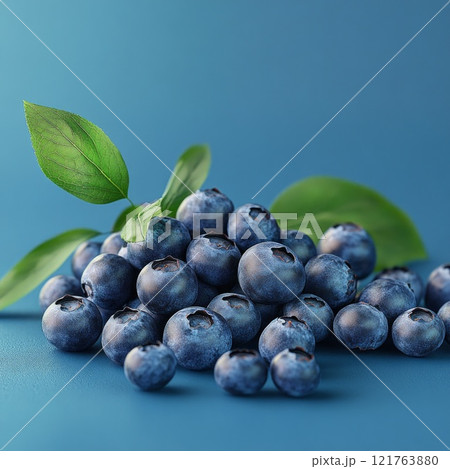 blueberries on blue background 121763880
