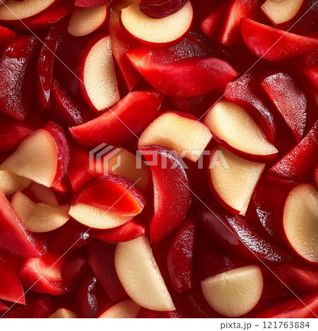 Jelly with chopped pieces of red fruits or berries 121763884