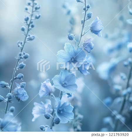 light blue flowers with blurred background 121763920