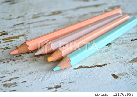 set of pencils Pastel pink, mint, peach and light gray 121763953
