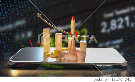 The Rocket and coins for Business or start up concept 3d rendering. The Rocket and coins for Business or start up concept 3d rendering. 121764743