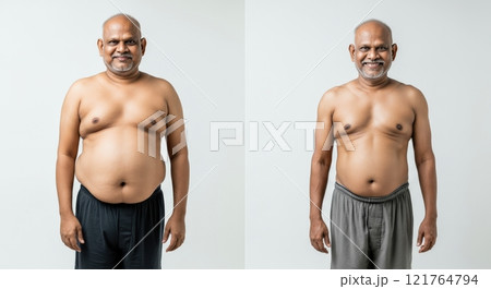 Transformation journey of south asian mature male from overweight to fit Transformation journey of south asian mature male from overweight to fit 121764794