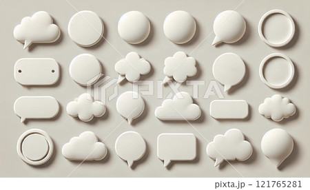 立体的な吹き出しとアイコンのセット 立体的な吹き出しとアイコンのセット 121765281