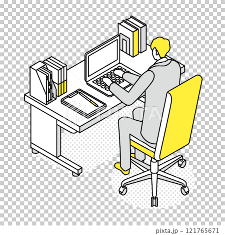 Isometric_Man working in an office 121765671