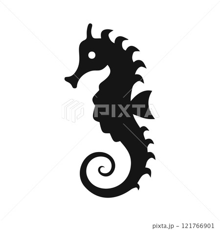 Black silhouette vector illustration of a seahorse 121766901