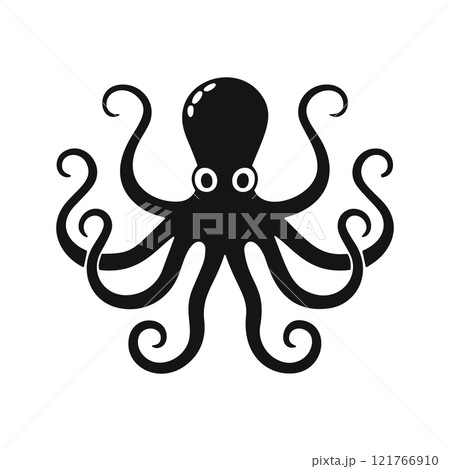 Black silhouette vector illustration of an octopus 121766910