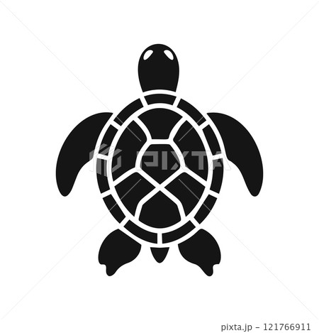 Black silhouette vector illustration of a turtle 121766911