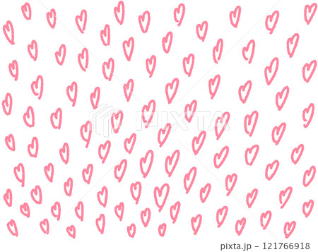ラフに描いたたくさんのハートイラスト背景　ピンク・バレンタインデー 121766918