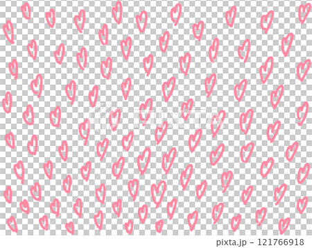ラフに描いたたくさんのハートイラスト背景　ピンク・バレンタインデー 121766918