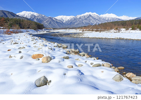 信濃大町山岳展望 冬の北アルプス後立山連峰 信濃大町山岳展望 冬の北アルプス後立山連峰 121767423