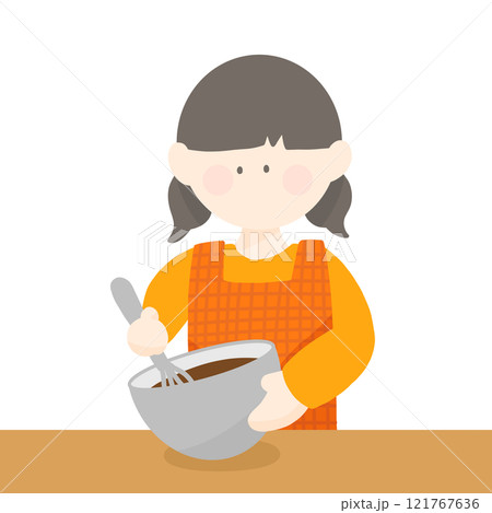 バレンタイン お菓子作りをする女の子 121767636
