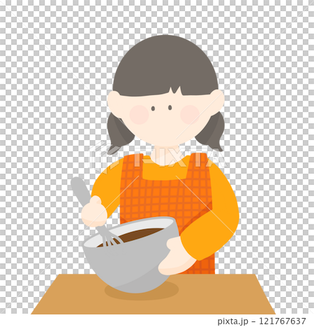 バレンタイン お菓子作りをする女の子 121767637