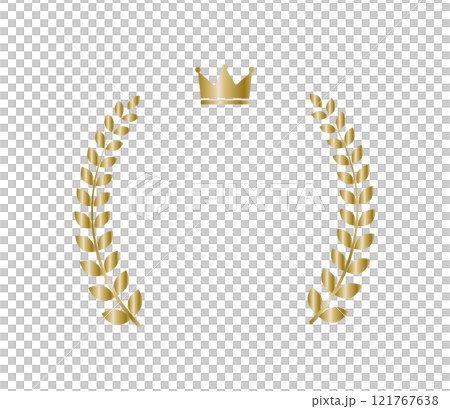 Golden laurel frame with crown Vector 121767638