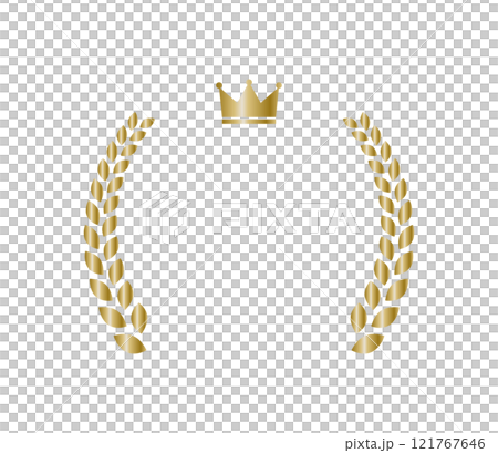Golden laurel frame with crown Vector 121767646