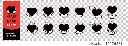 一隻手握著一顆大心的插圖_可編輯圖示集_手和心框架_剪影 一隻手握著一顆大心的插圖_可編輯圖示集_手和心框架_剪影 121768214