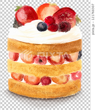 水果三明治蛋糕手繪插畫 121768307