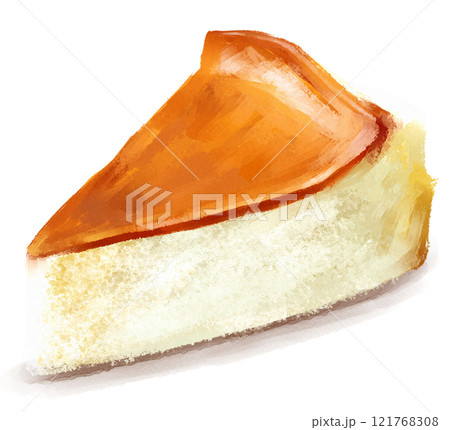 ベイクドチーズケーキの手描きイラスト 121768308
