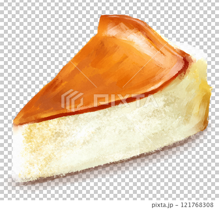 ベイクドチーズケーキの手描きイラスト 121768308