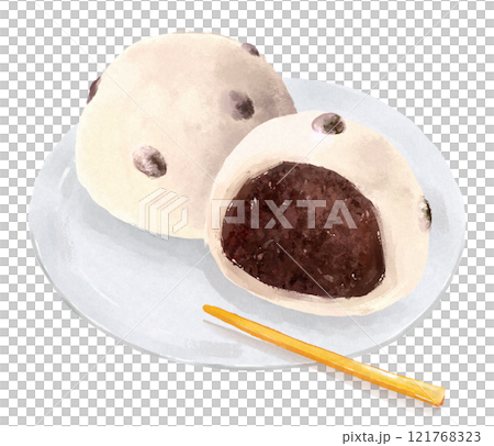 塩豆大福の手描きイラスト 121768323