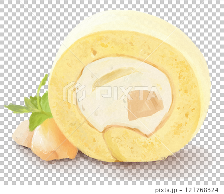 桃捲蛋糕手繪插畫 桃捲蛋糕手繪插畫 121768324