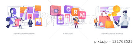 AI-powered software abstract concept vector illustrations. 121768523