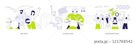 Motorsport event abstract concept vector illustrations. 121768542
