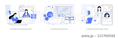AI tools for social media abstract concept vector illustrations. 121768588
