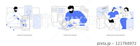 Electronics repair service isolated cartoon vector illustrations se 121768972