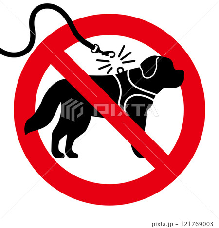 犬の放し飼い禁止の標識 犬の放し飼い禁止の標識 121769003